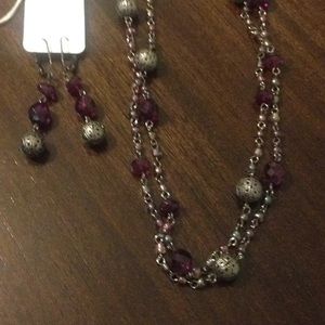 Long necklace and earrings set